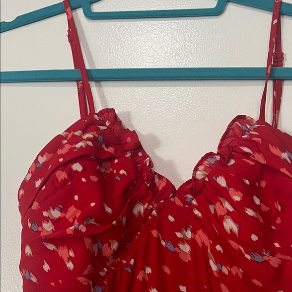 Row A Red Floral Midi Slip Dress with Adjustable Straps - Picture 6 of 14